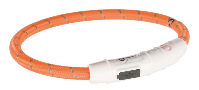Hovedbilde Lysende Halsbånd Oransje M/USB Lader XS/S 35cm
